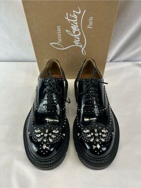 Christian Louboutin  College Strass Embellished Leather Oxfords